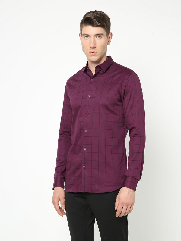 Men's Wine Checks Shirt