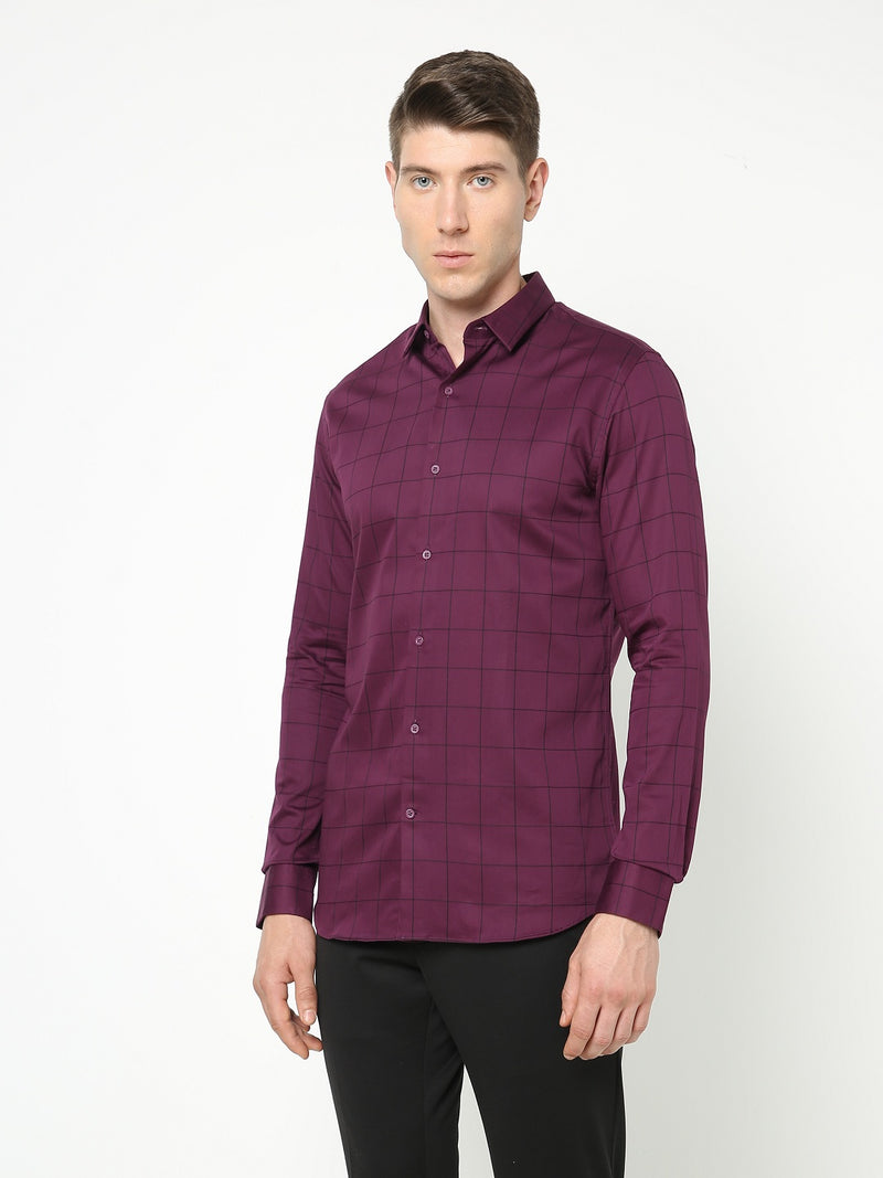 Men's Wine Checks Shirt