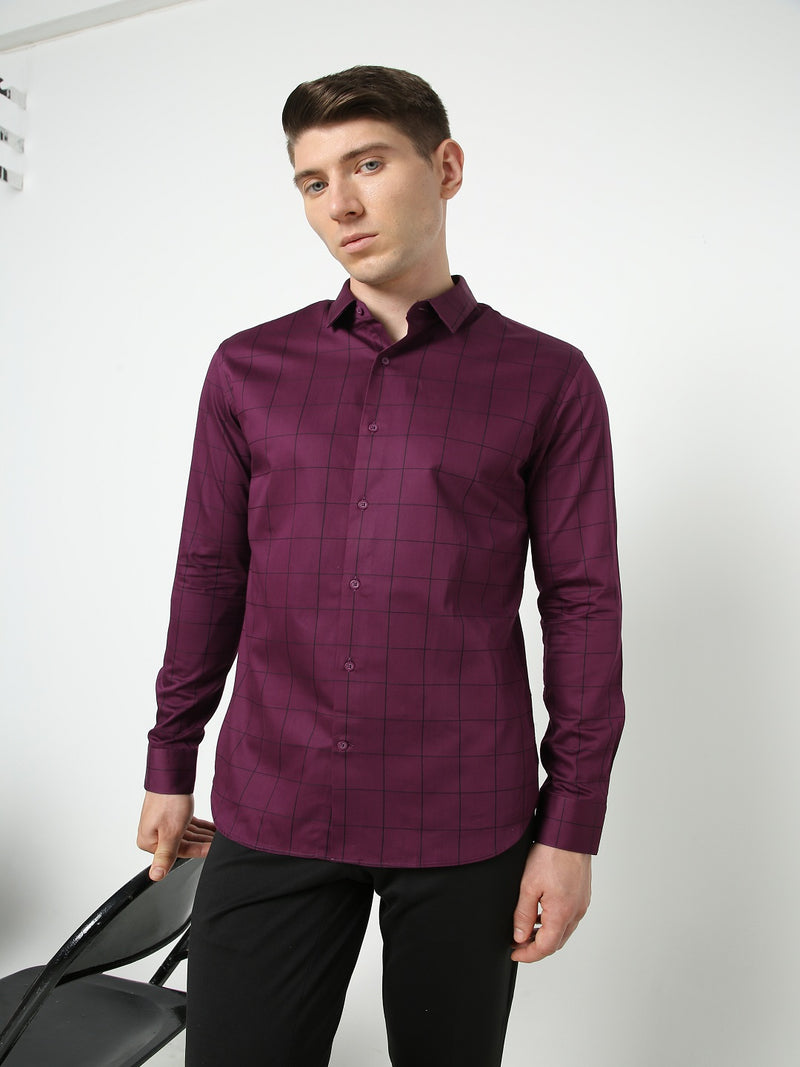 Men's Wine Checks Shirt
