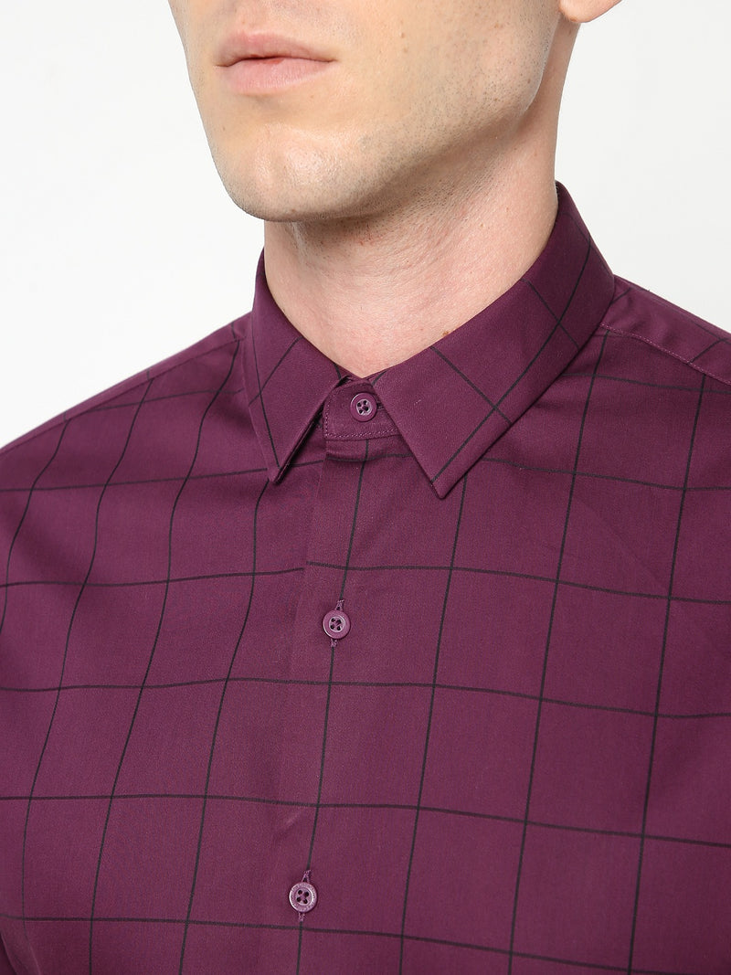 Men's Wine Checks Shirt