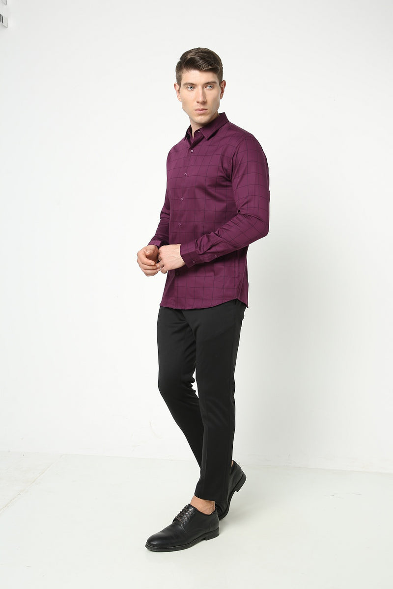 Men's Wine Checks Shirt
