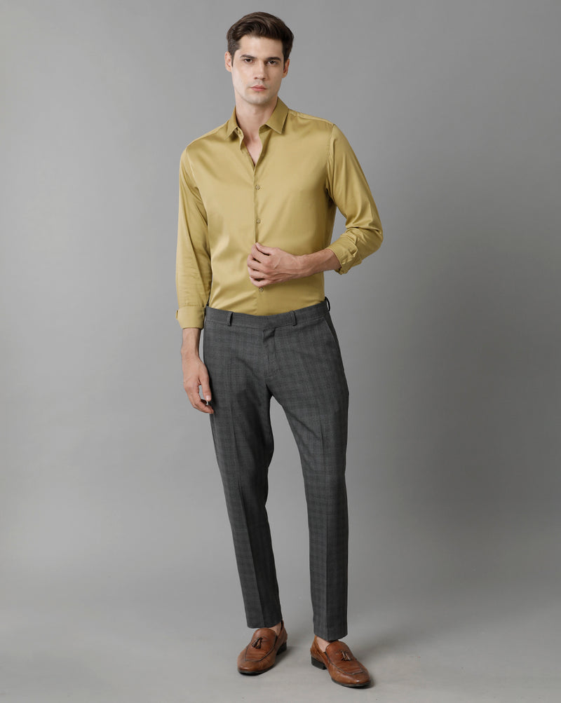 Men's Khaki Cotton Stretch Shirt