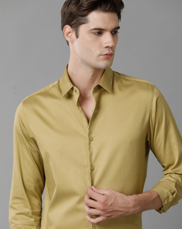 Men's Khaki Cotton Stretch Shirt