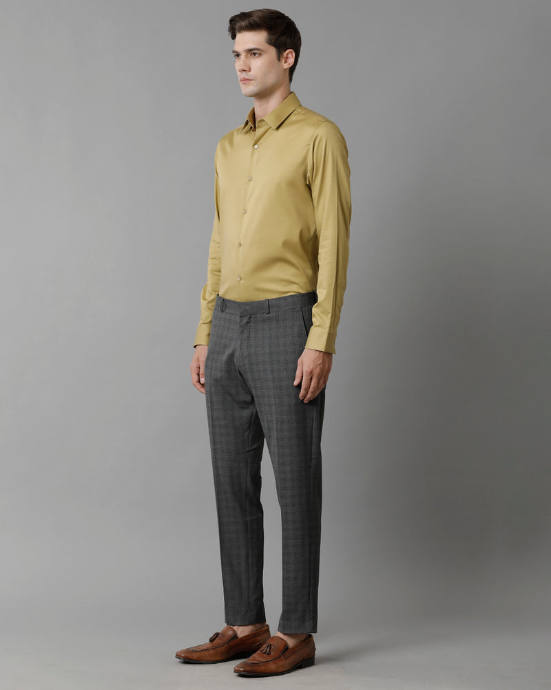 Men's Khaki Cotton Stretch Shirt