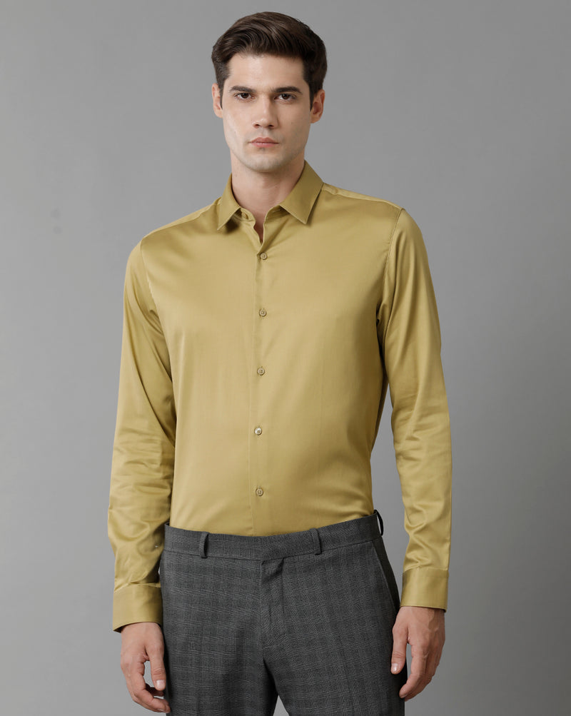 Men's Khaki Cotton Stretch Shirt