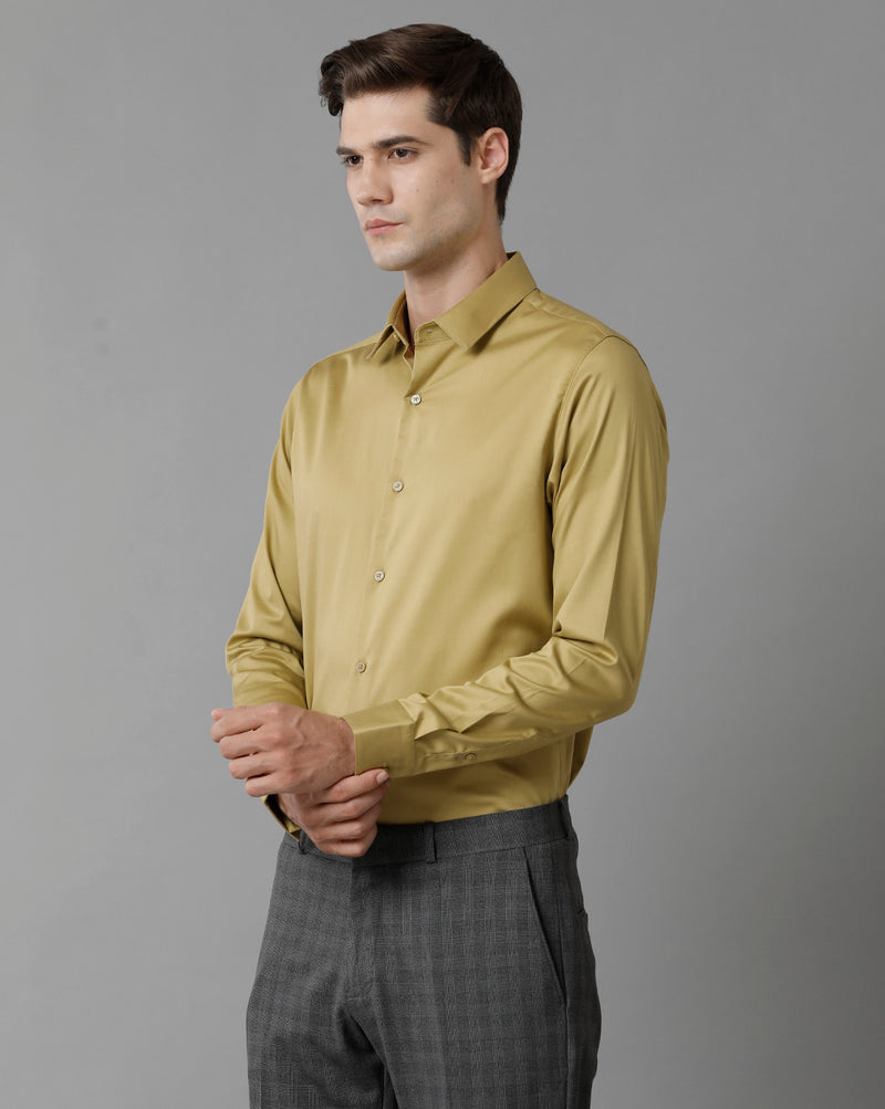 Men's Khaki Cotton Stretch Shirt