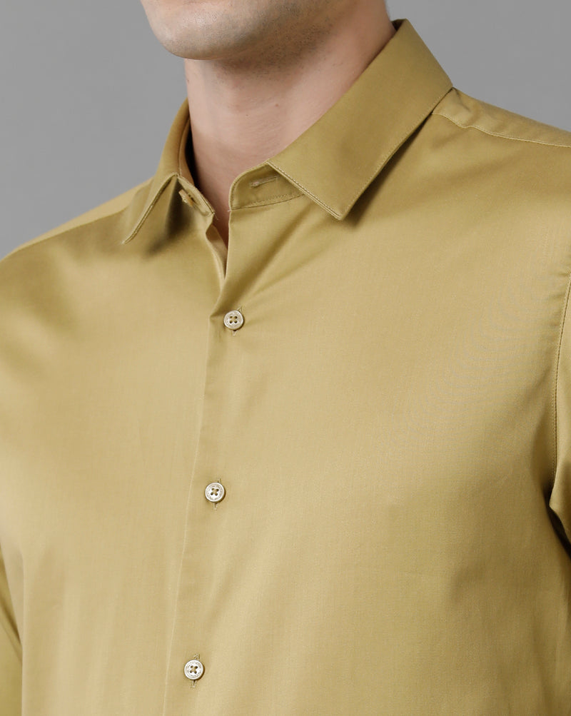 Men's Khaki Cotton Stretch Shirt