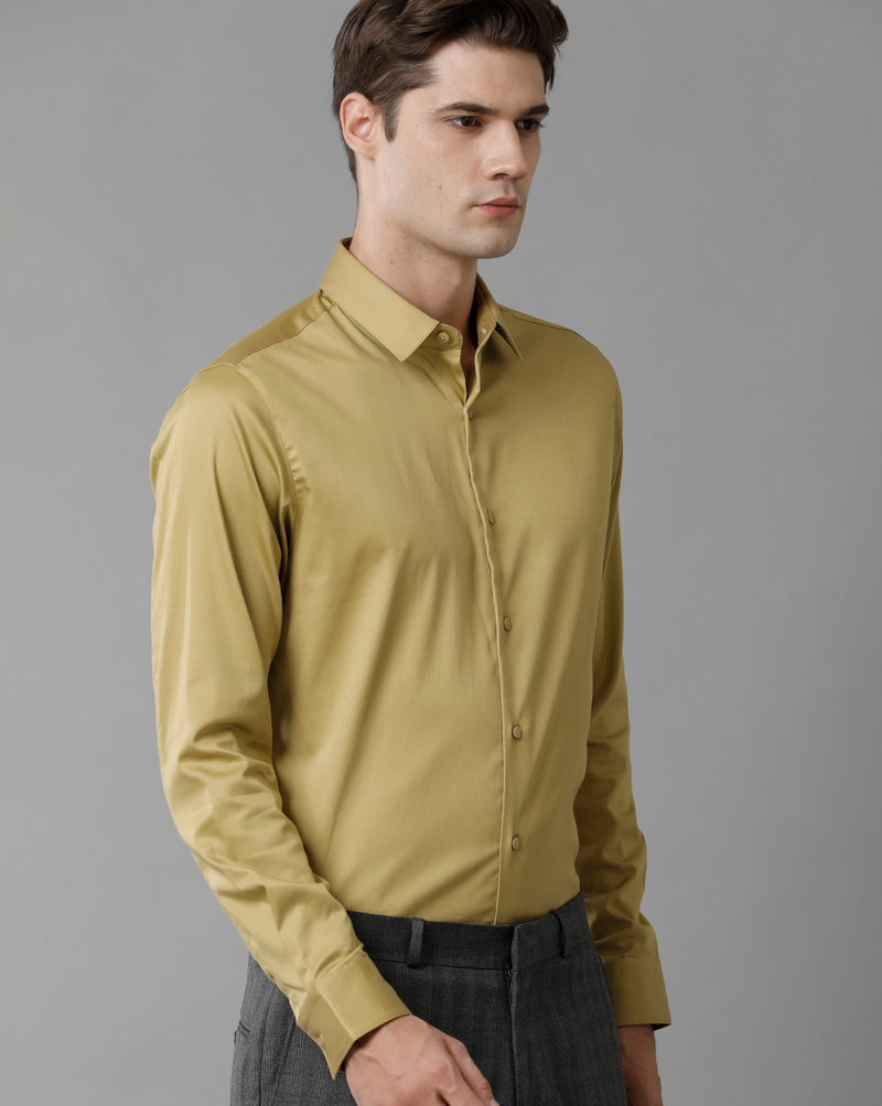 Men's Khaki Cotton Stretch Shirt