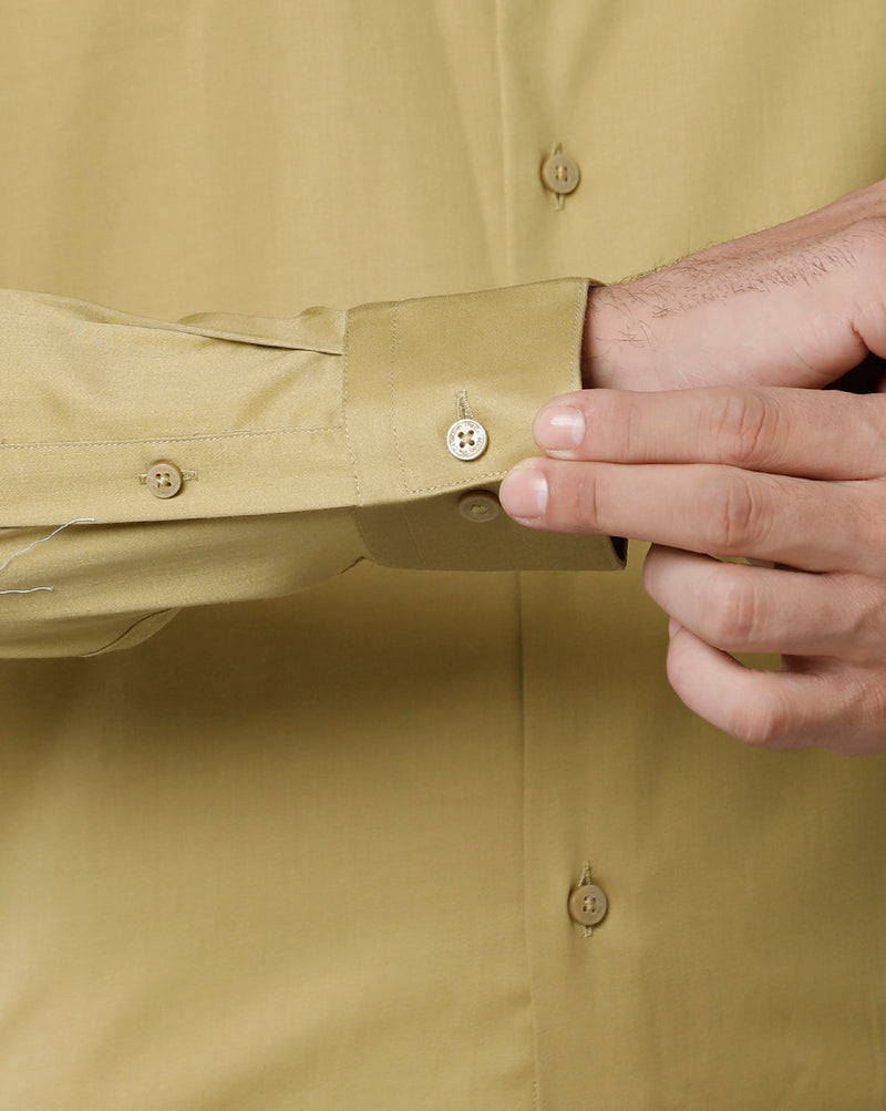 Men's Khaki Cotton Stretch Shirt