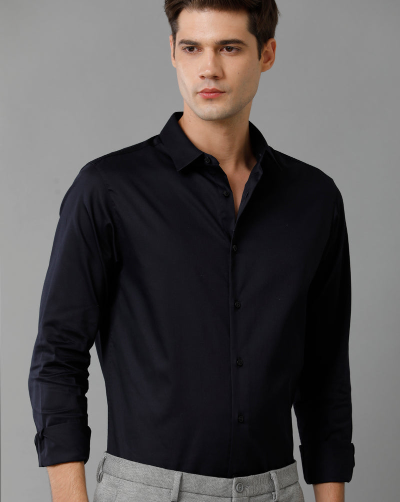 Men's Navy Cotton Stretch Shirt