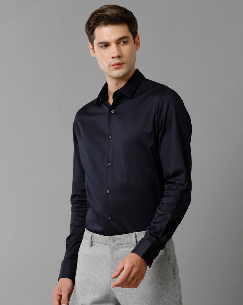 Men's Navy Cotton Stretch Shirt