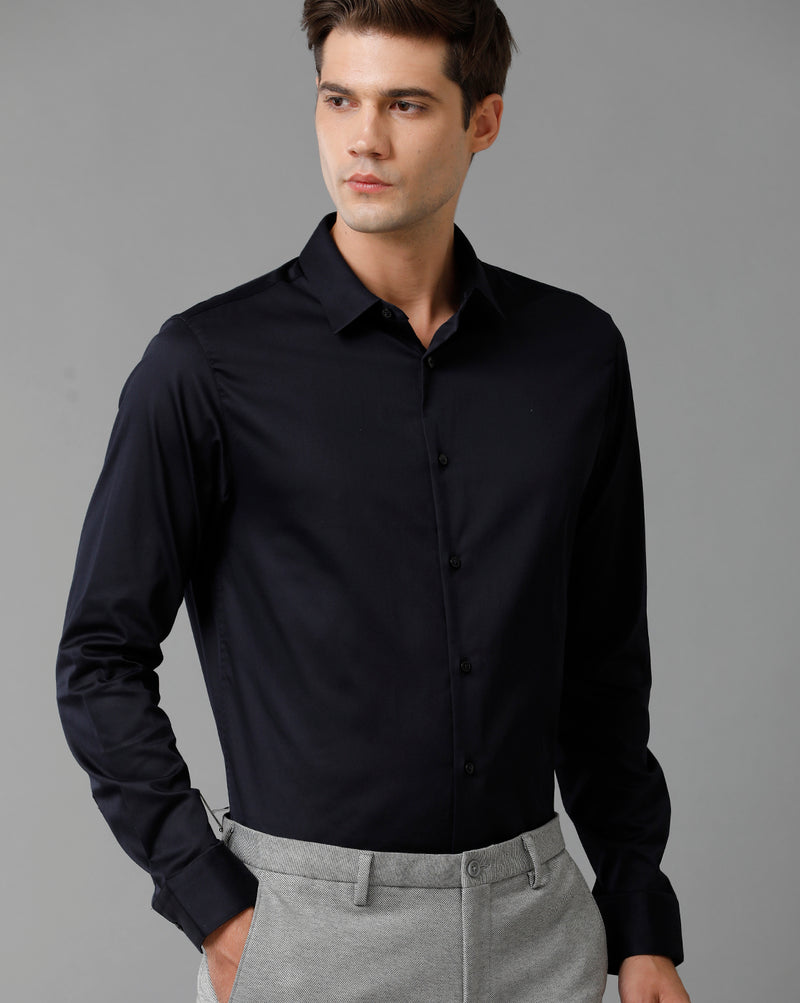 Men's Navy Cotton Stretch Shirt