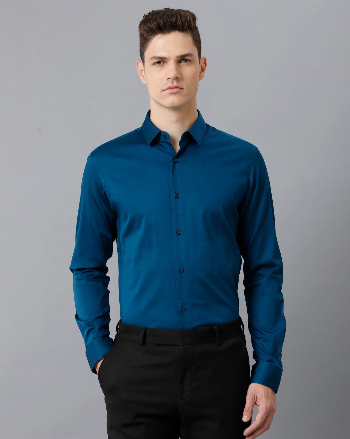 Men's Poseidon Blue Cotton Stretch Shirt