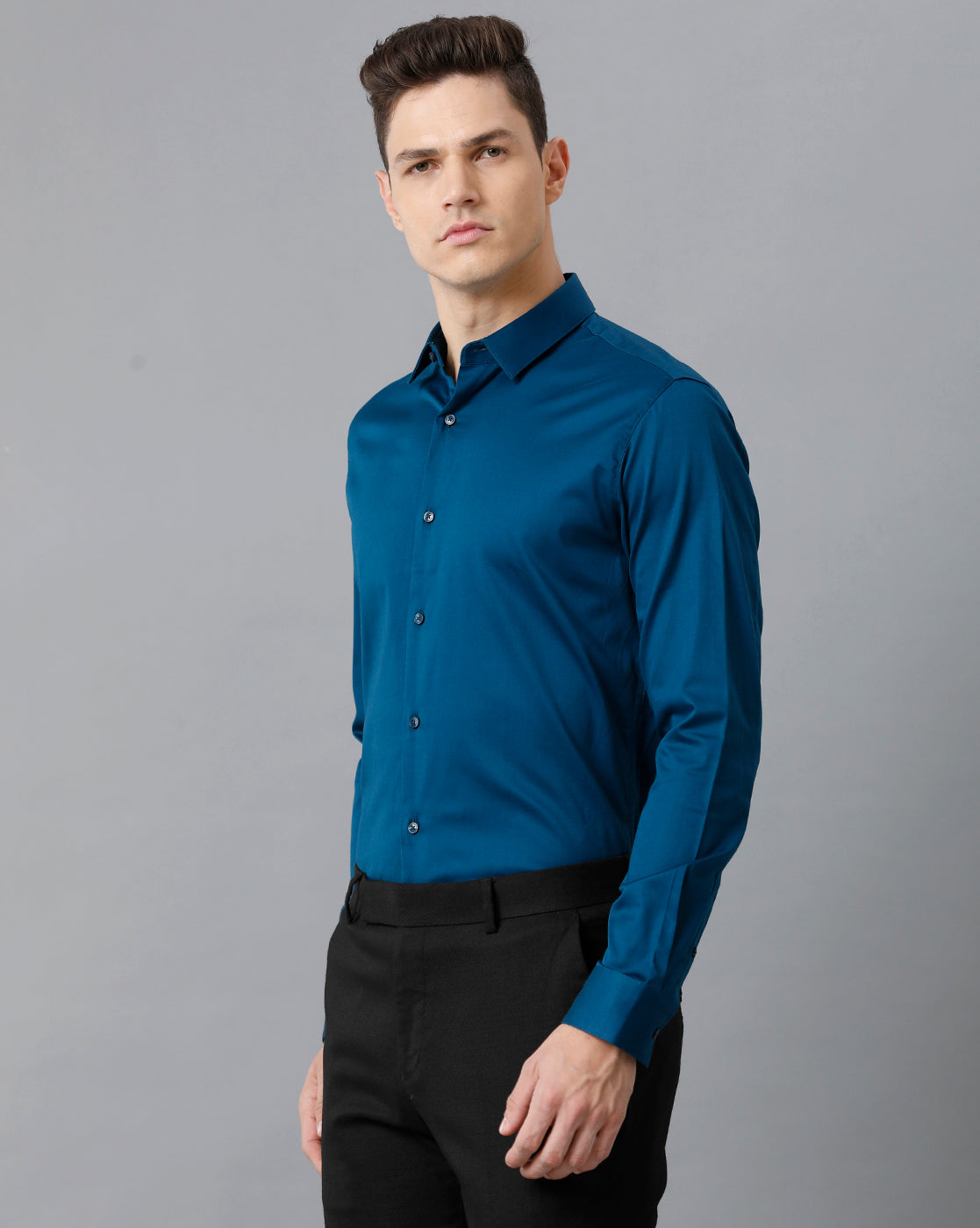 Men's Poseidon Blue Cotton Stretch Shirt