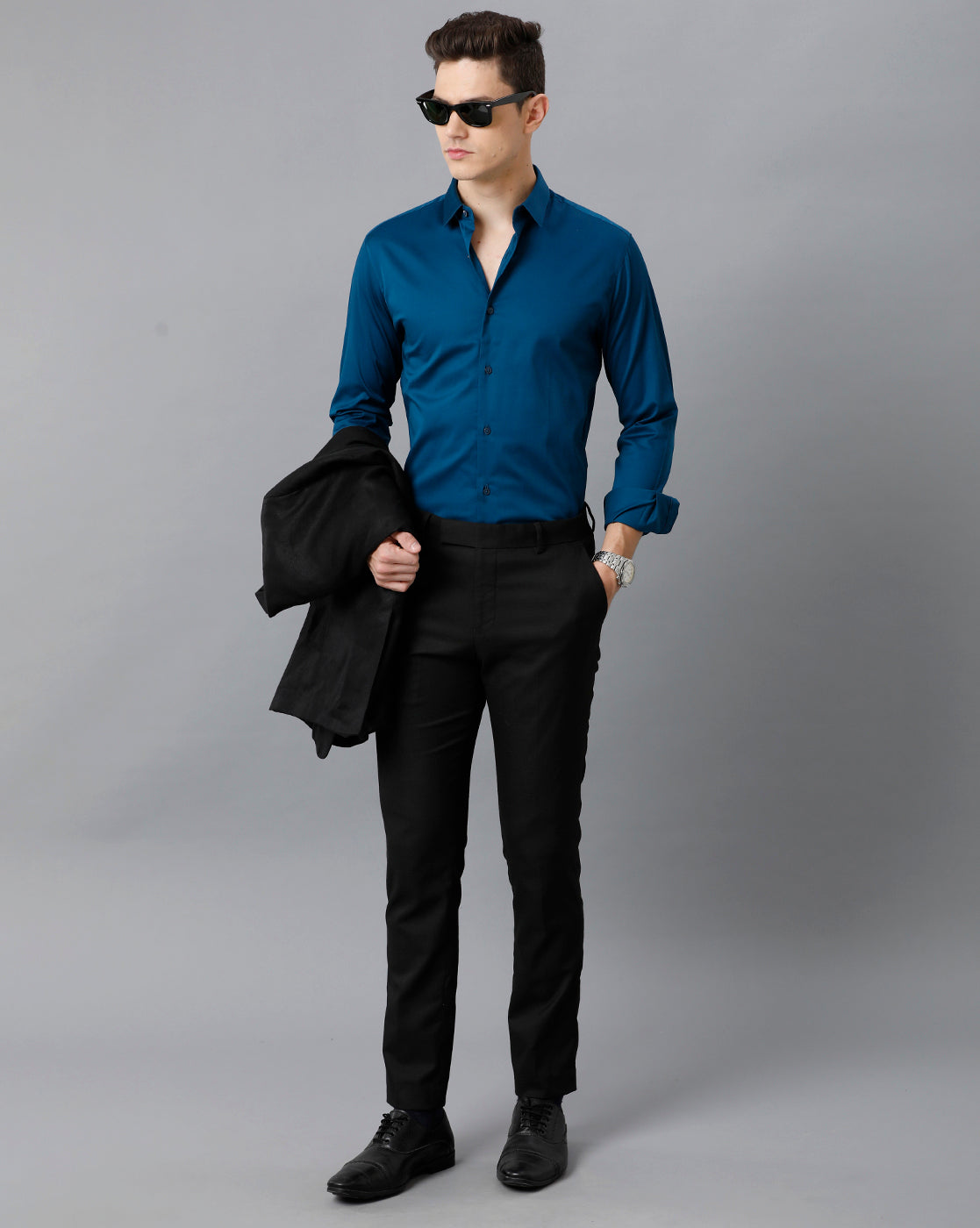 Men's Poseidon Blue Cotton Stretch Shirt