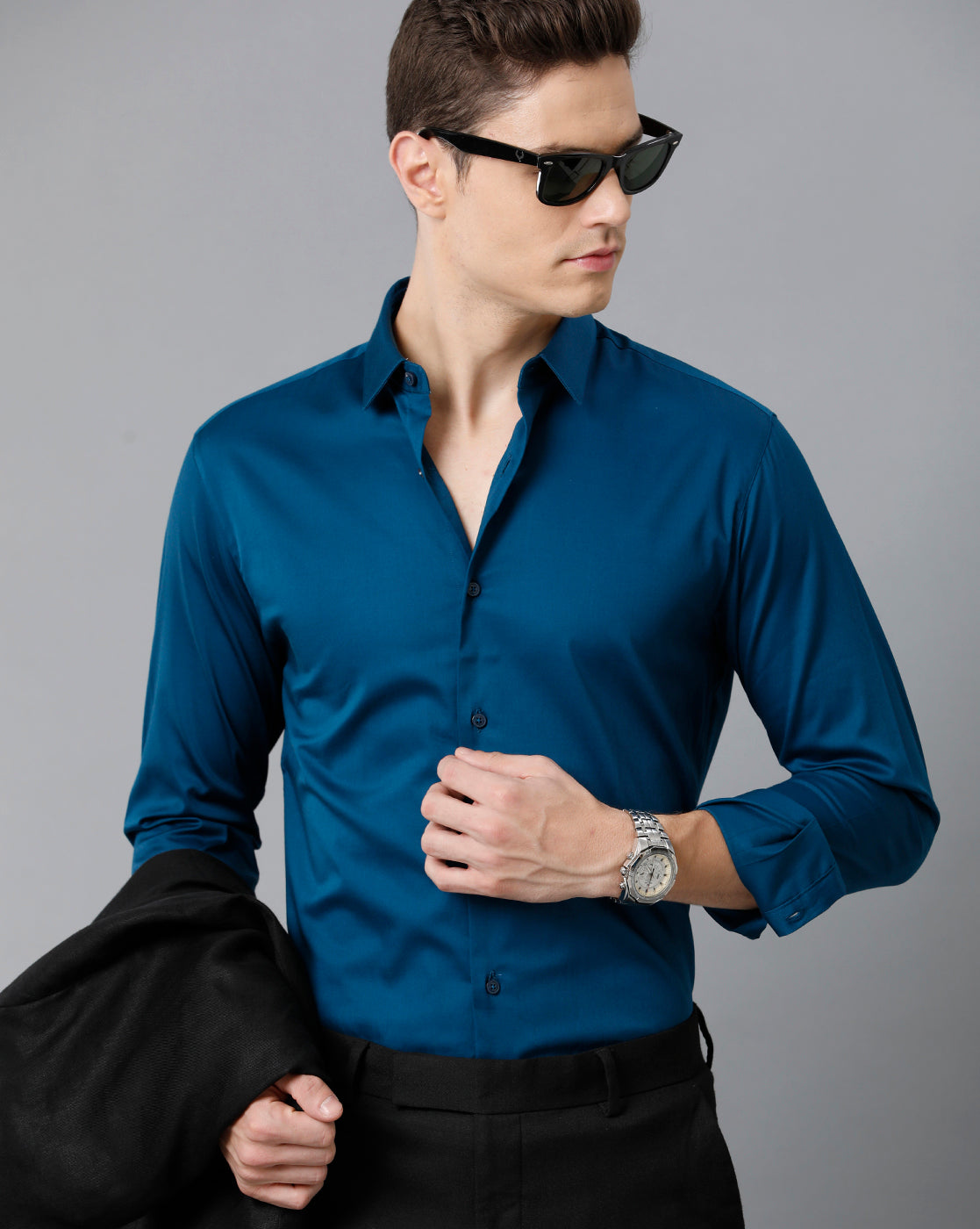 Men's Poseidon Blue Cotton Stretch Shirt