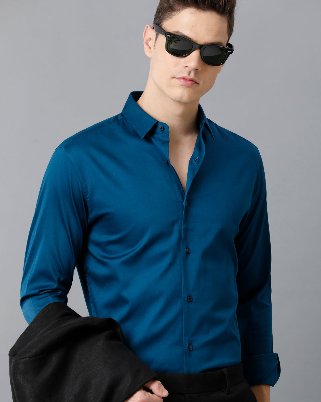 Men's Poseidon Blue Cotton Stretch Shirt