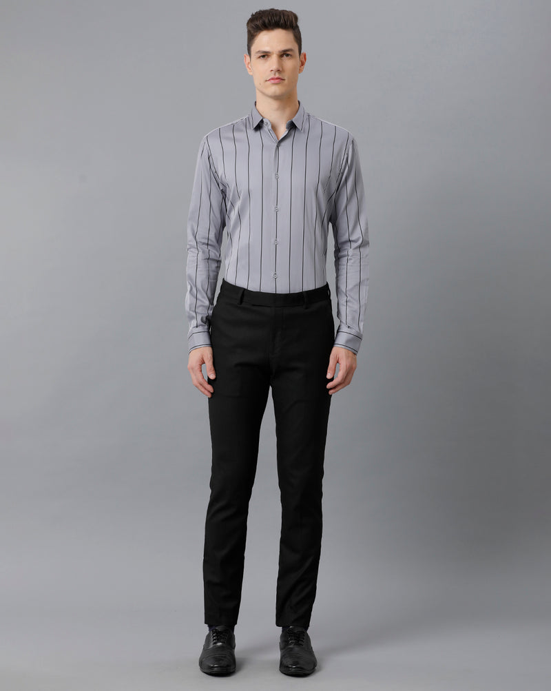 Men's Grey Cotton Stretch Shirt