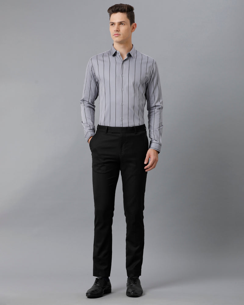Men's Grey Cotton Stretch Shirt