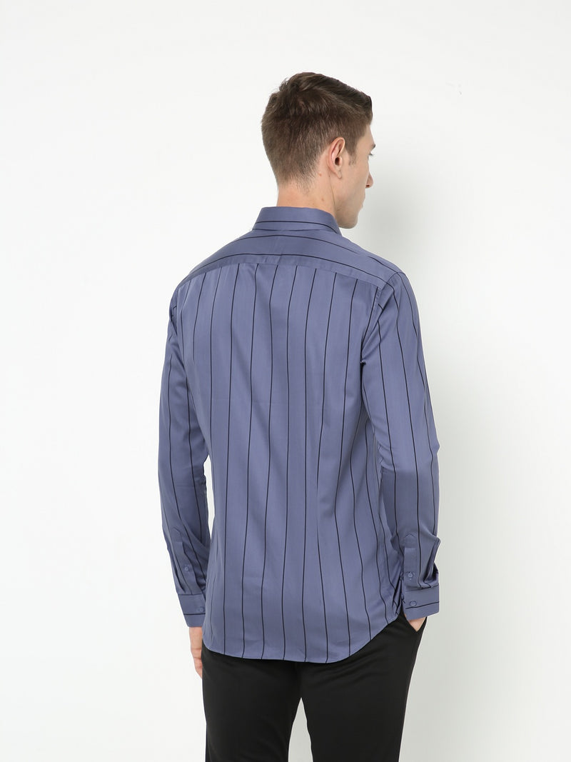 Men's Steel Blue Striped Shirt
