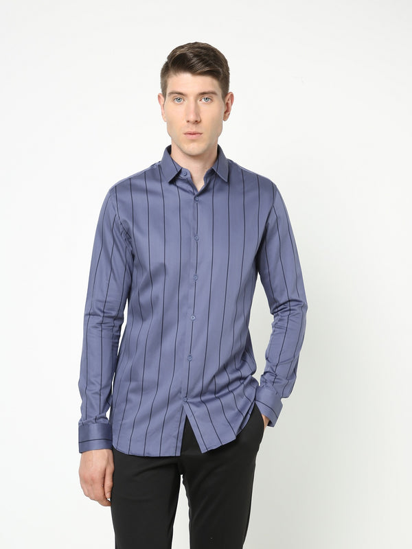 Men's Steel Blue Striped Shirt