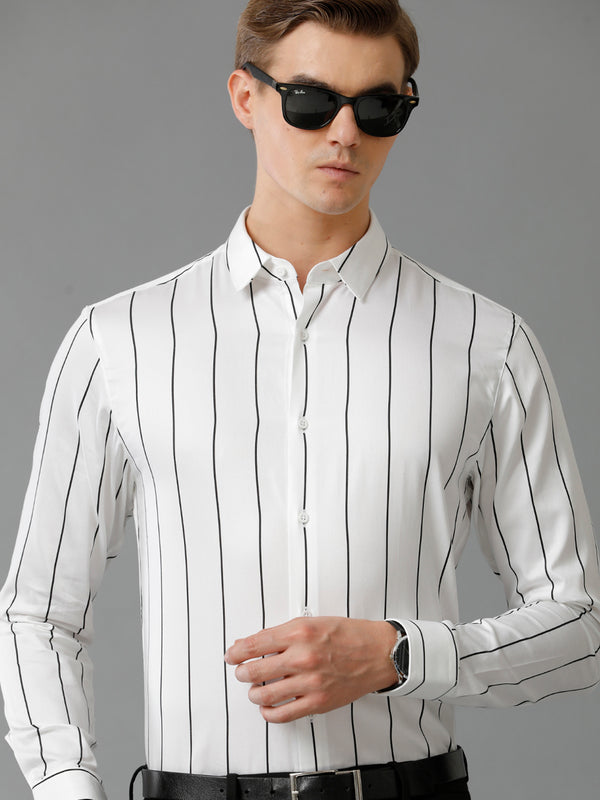 Men's White Stripped Shirt