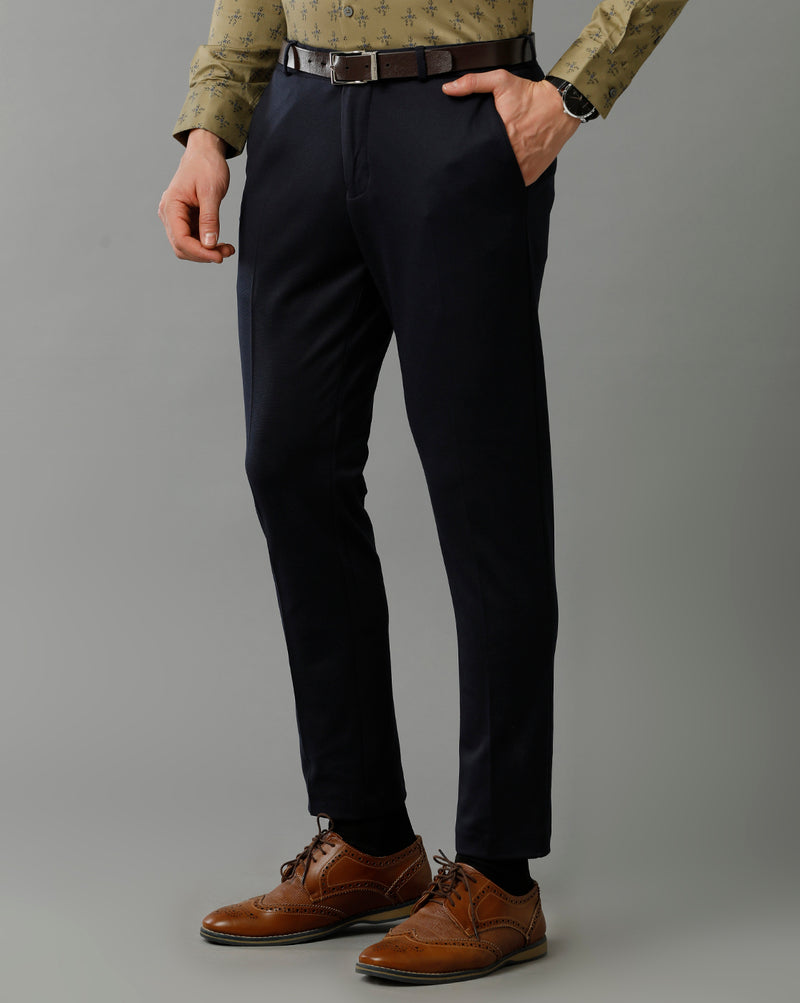 Navy Knitted Stretch Men's Trouser