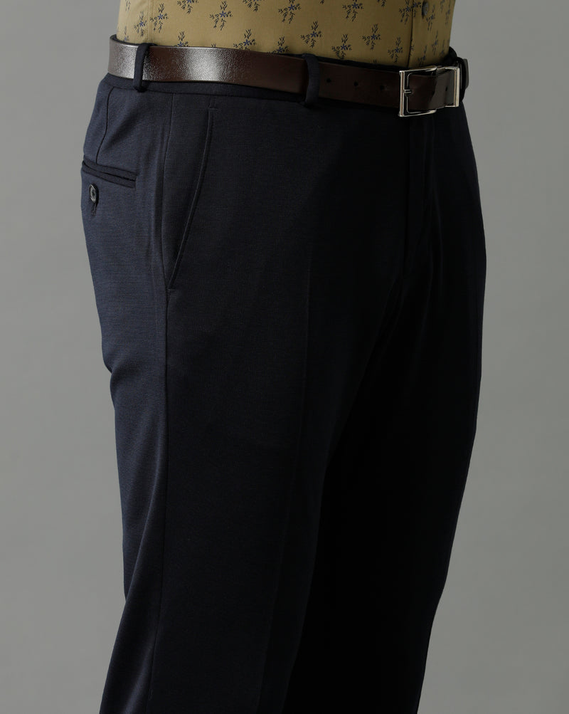 Navy Knitted Stretch Men's Trouser