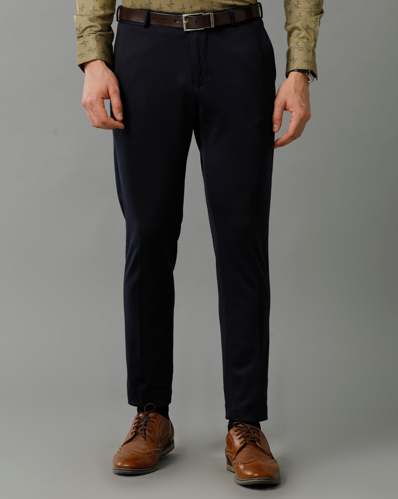 Navy Knitted Stretch Men's Trouser