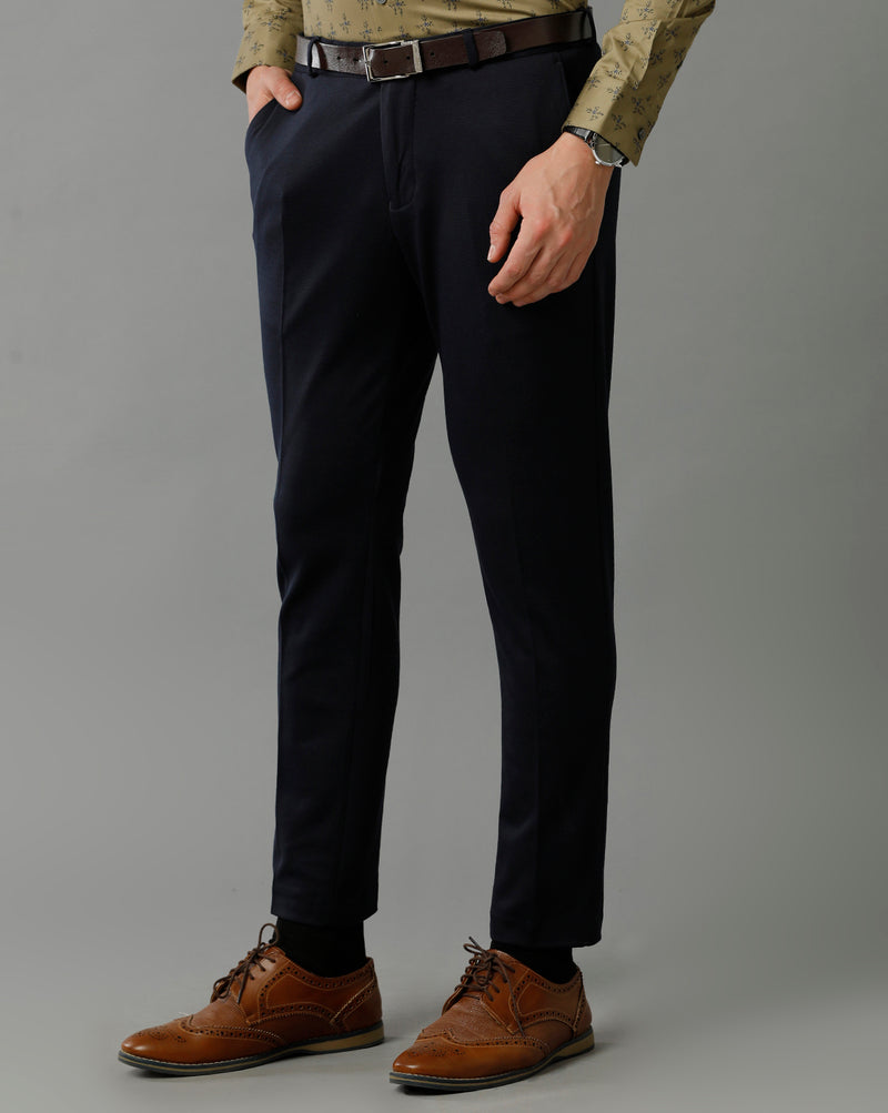 Navy Knitted Stretch Men's Trouser