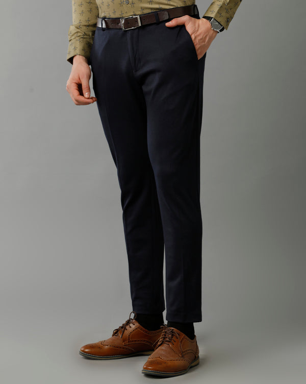 Navy Knitted Stretch Men's Trouser