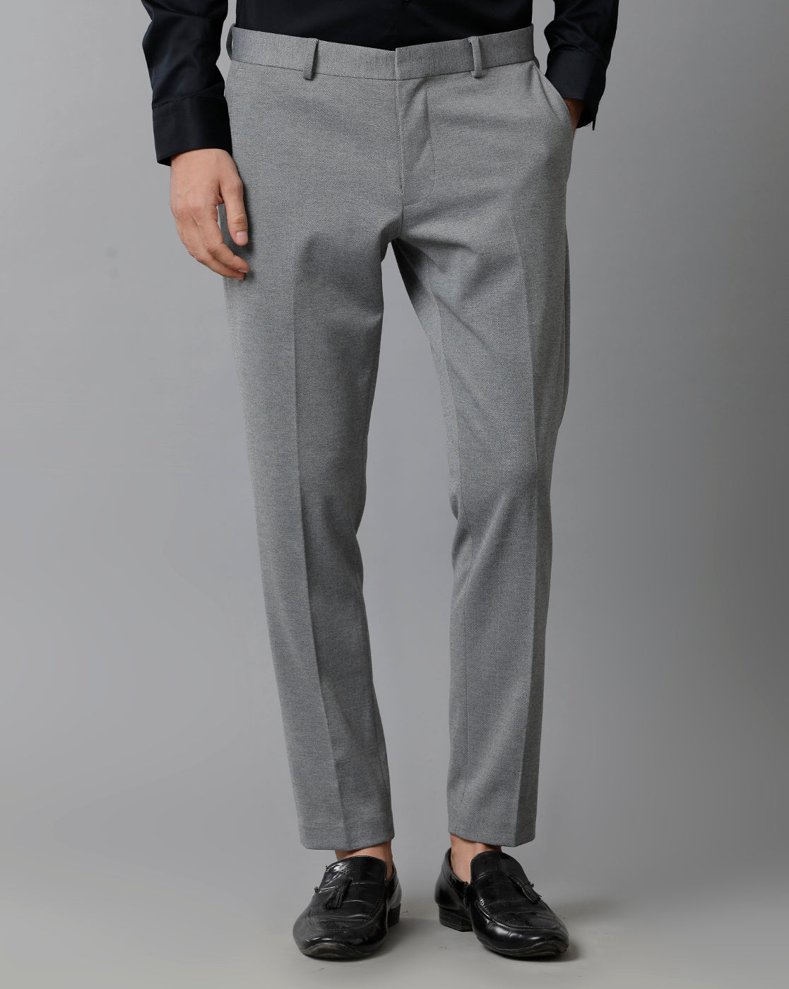 Grey Melange Knitted Stretch Men&