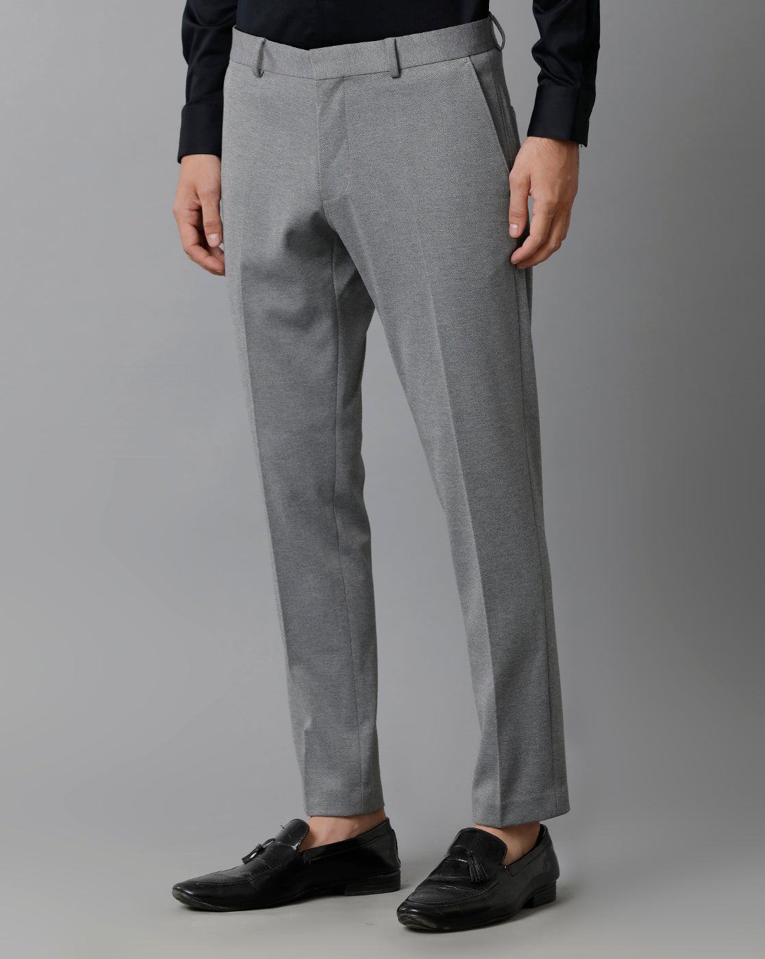 Grey Melange Knitted Stretch Men&