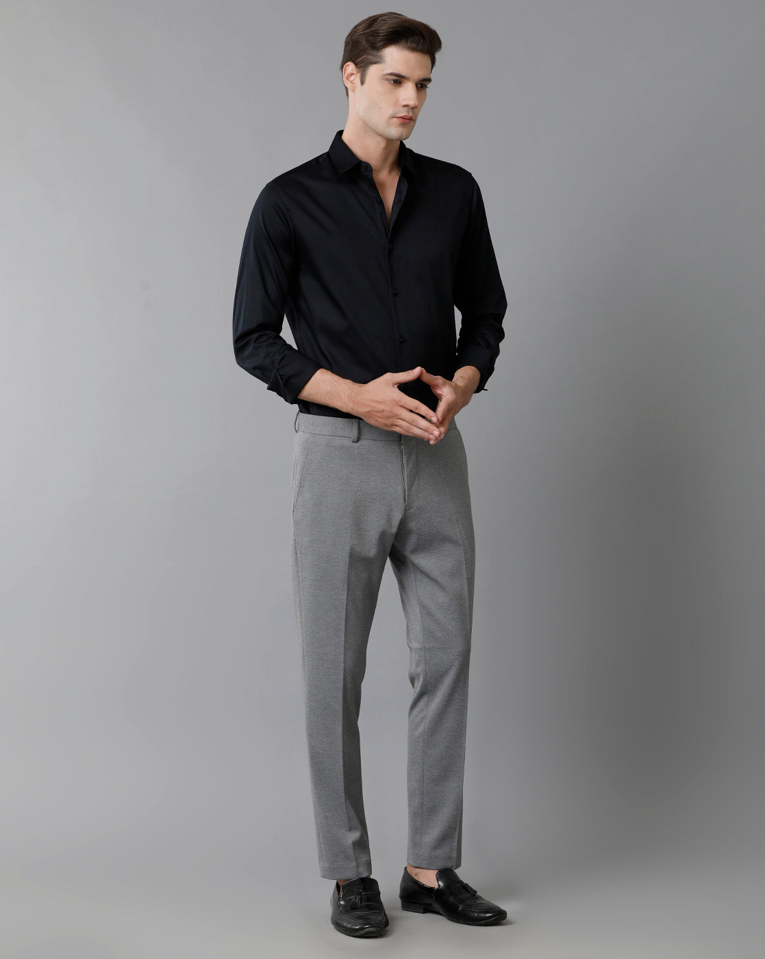 Grey Melange Knitted Stretch Men&