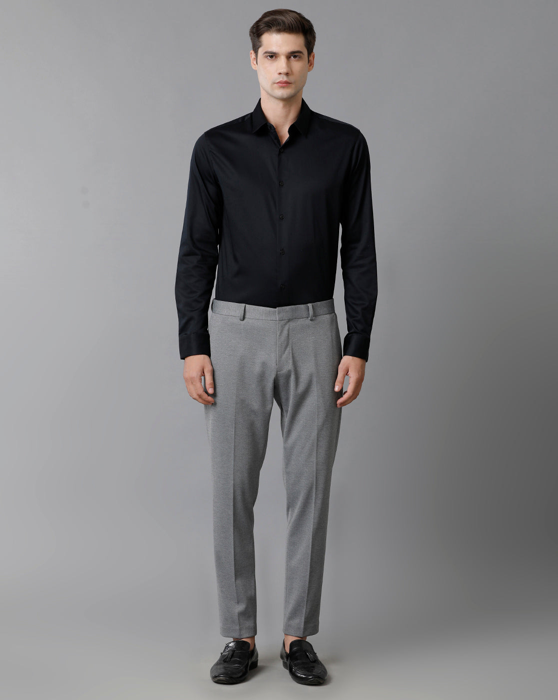 Grey Melange Knitted Stretch Men&