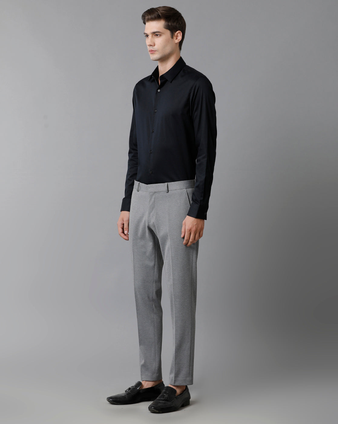 Grey Melange Knitted Stretch Men&