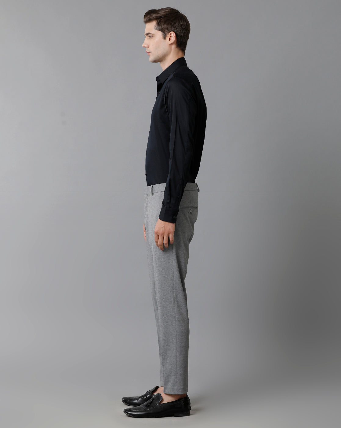 Grey Melange Knitted Stretch Men&