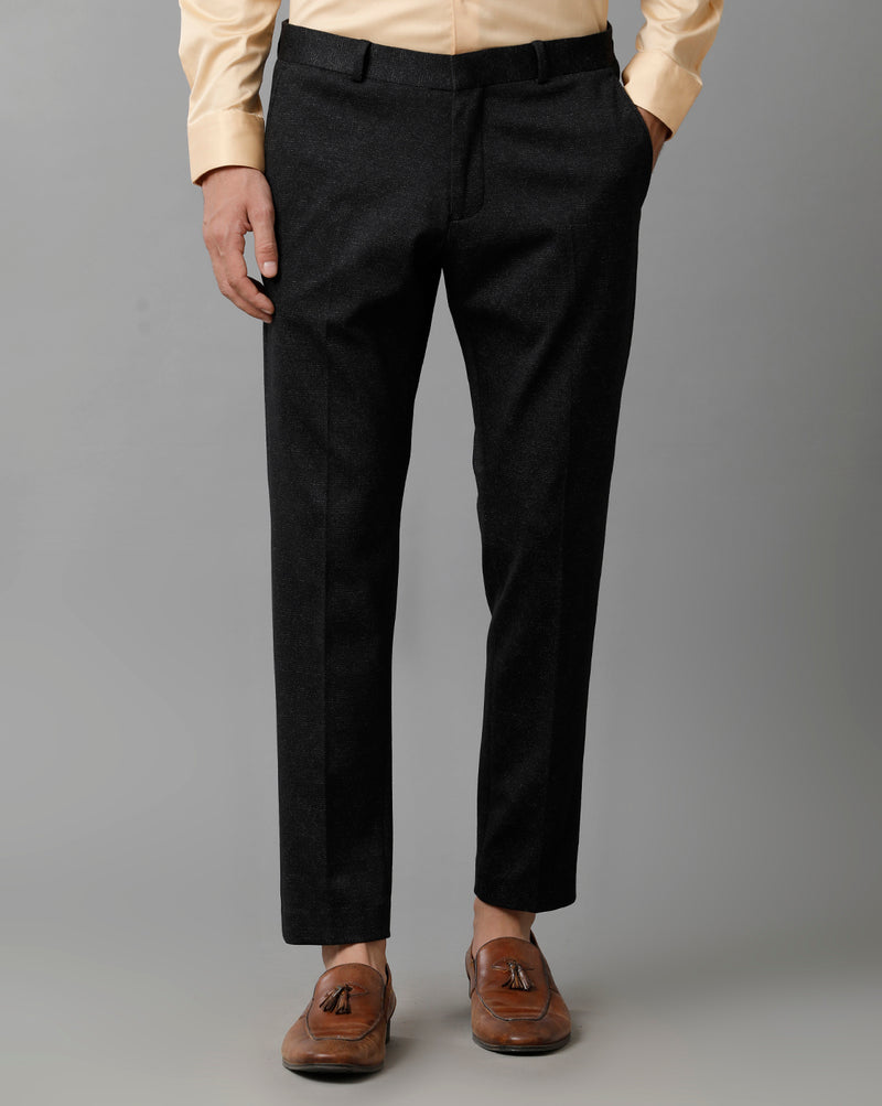 Black Check Knitted Stretch Men's Trouser