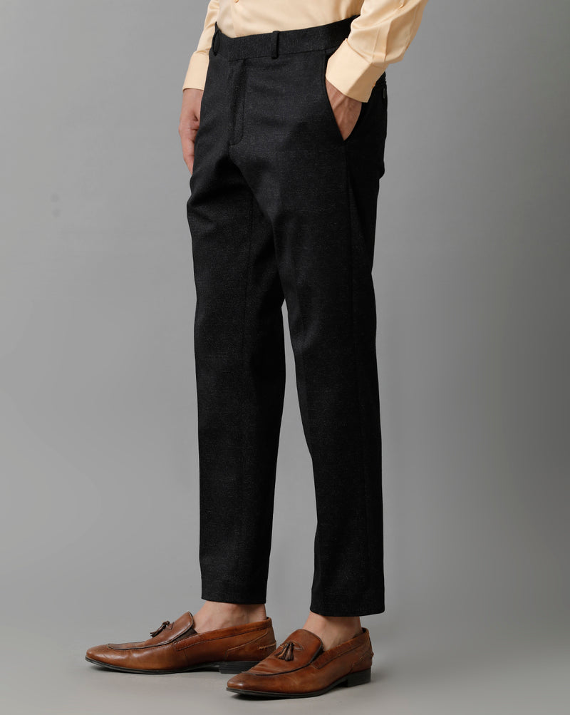 Black Check Knitted Stretch Men's Trouser