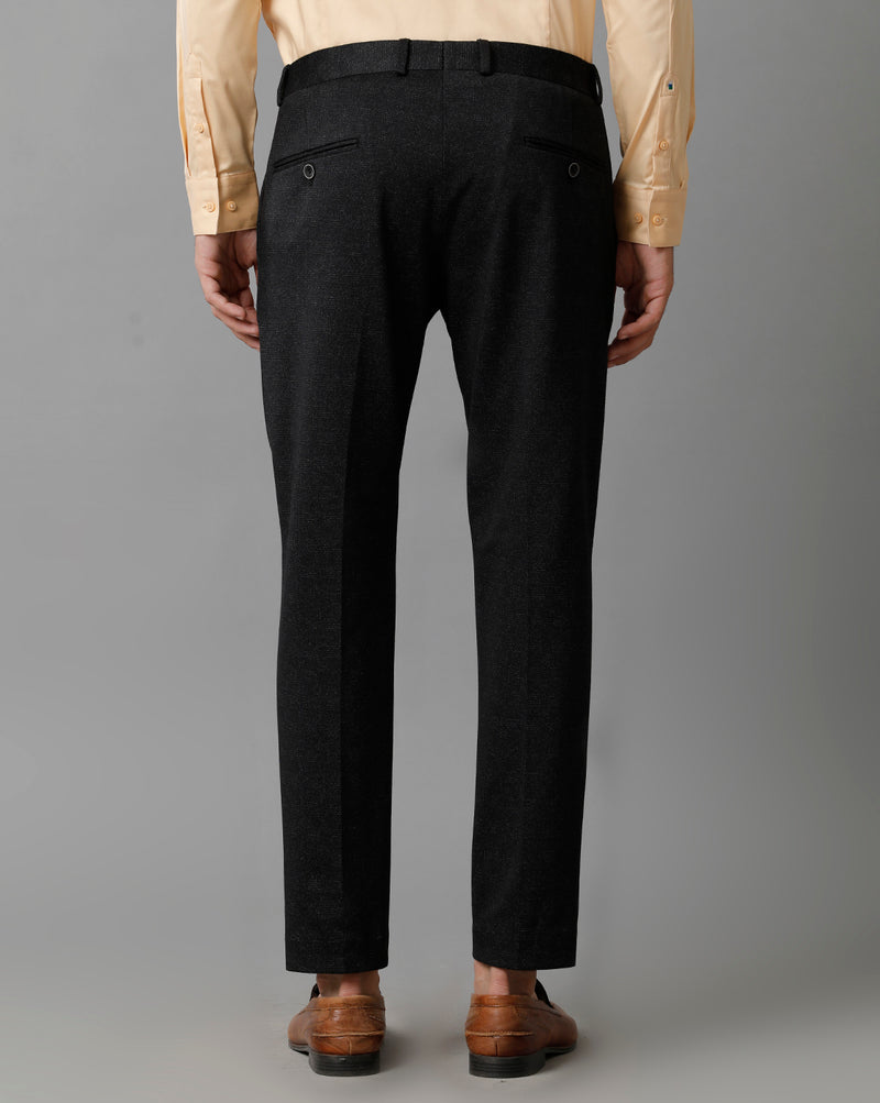Black Check Knitted Stretch Men's Trouser