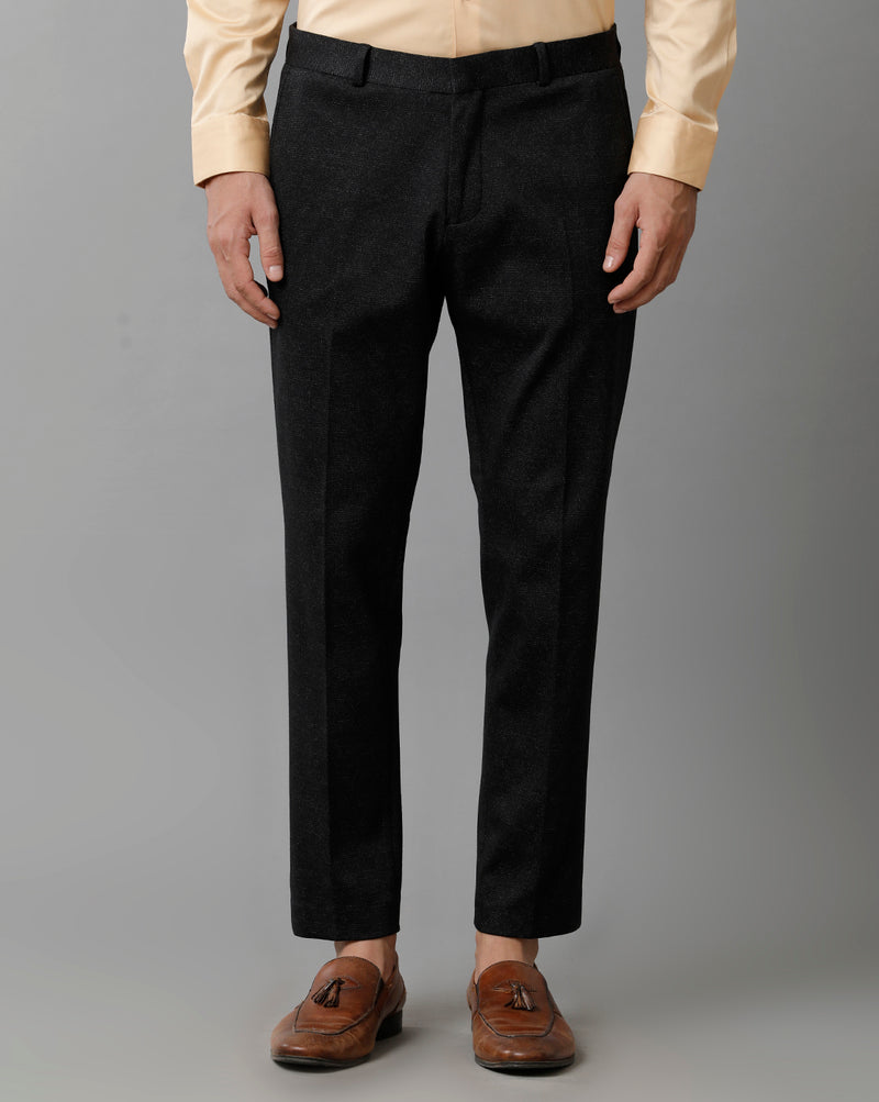 Black Check Knitted Stretch Men's Trouser