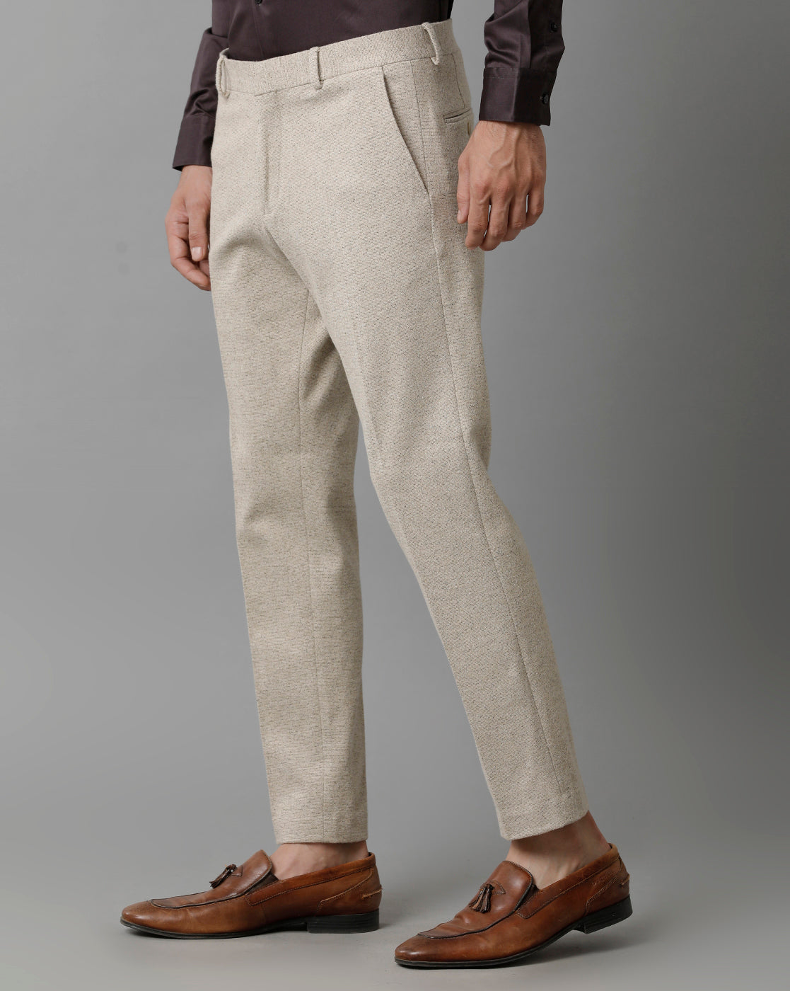 Beige Knitted Stretch Men&