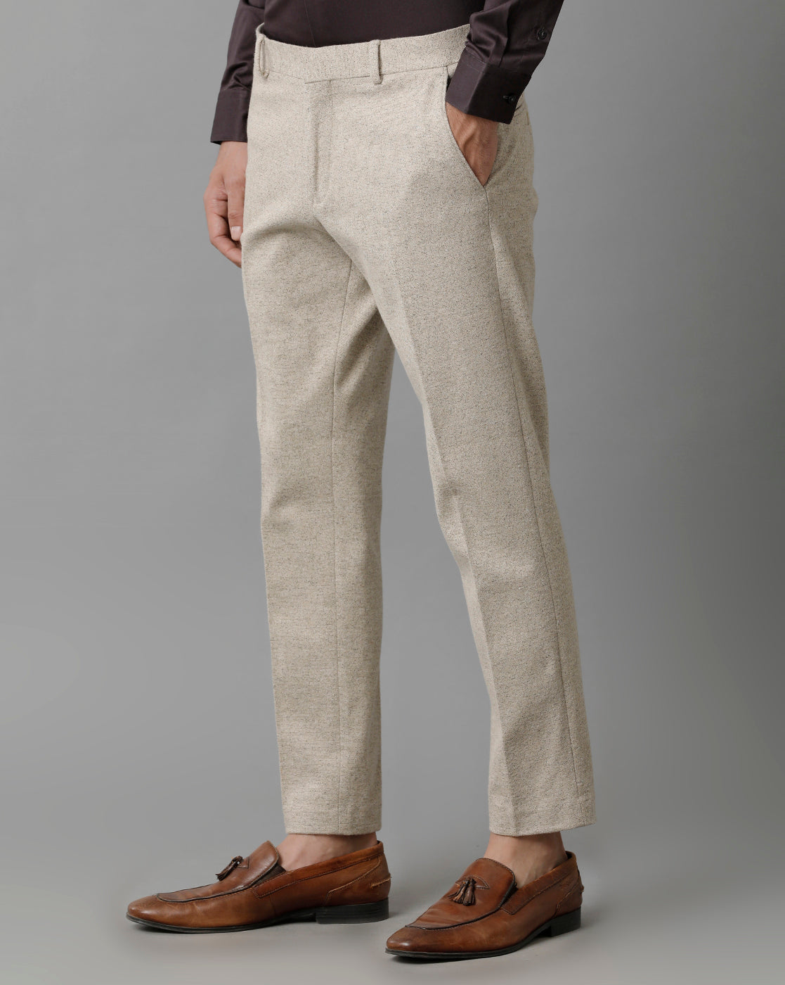 Beige Knitted Stretch Men&