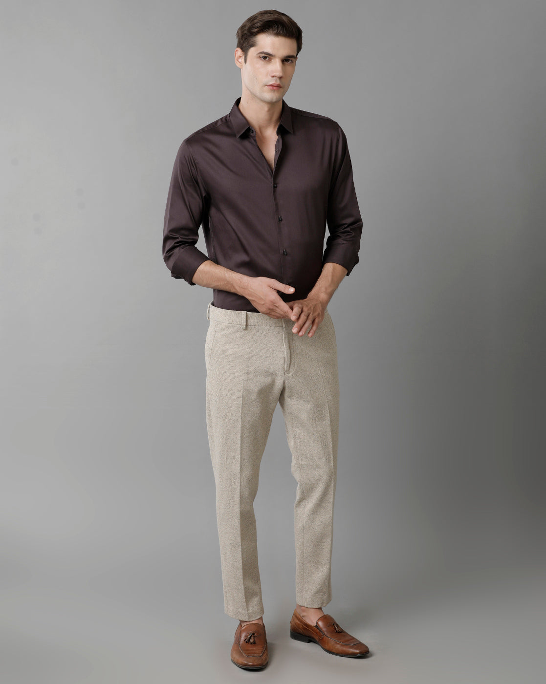 Beige Knitted Stretch Men&