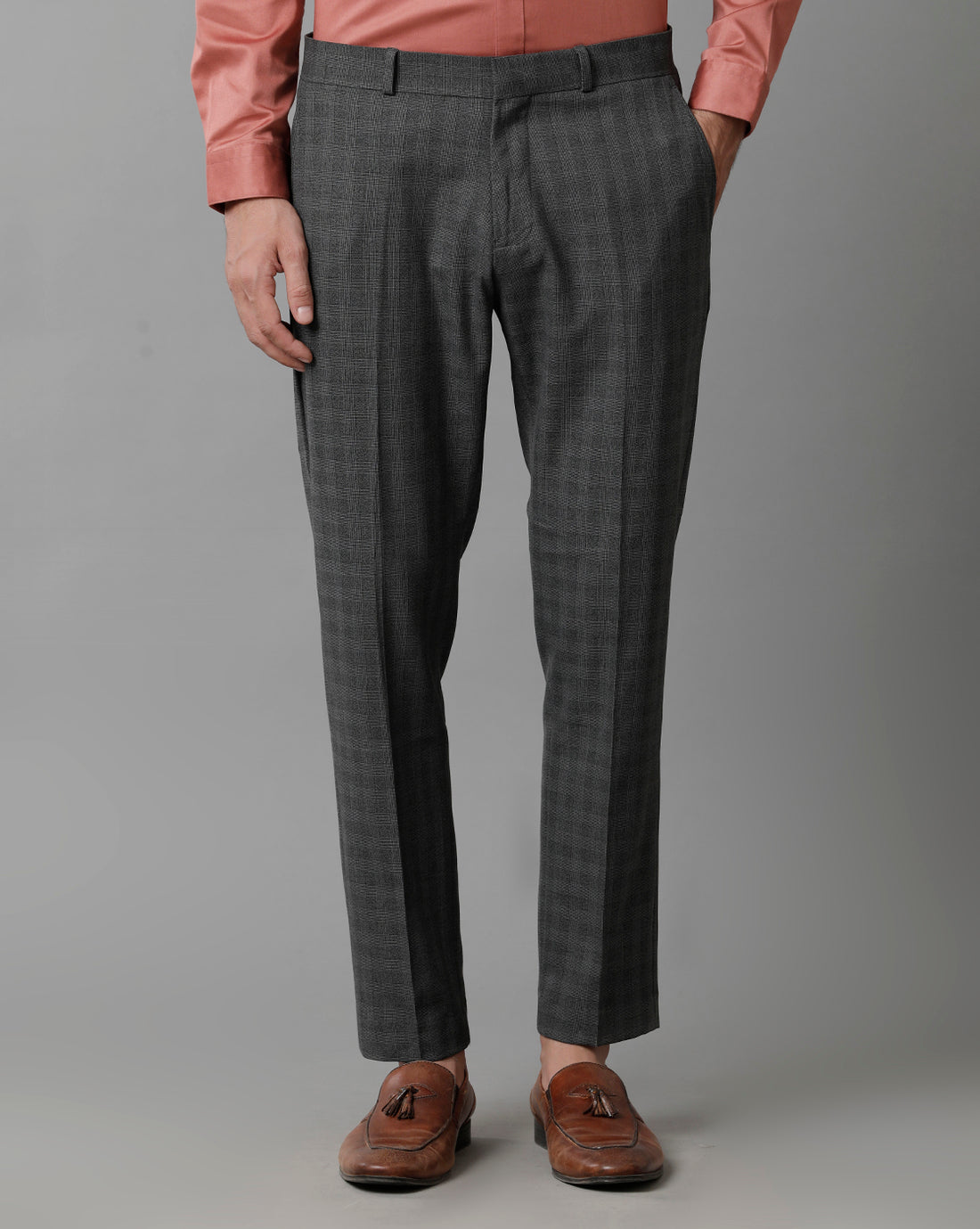 Charcoal Check Knitted Stretch Men&