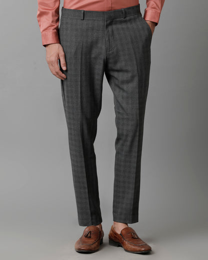 Charcoal Check Knitted Stretch Men&