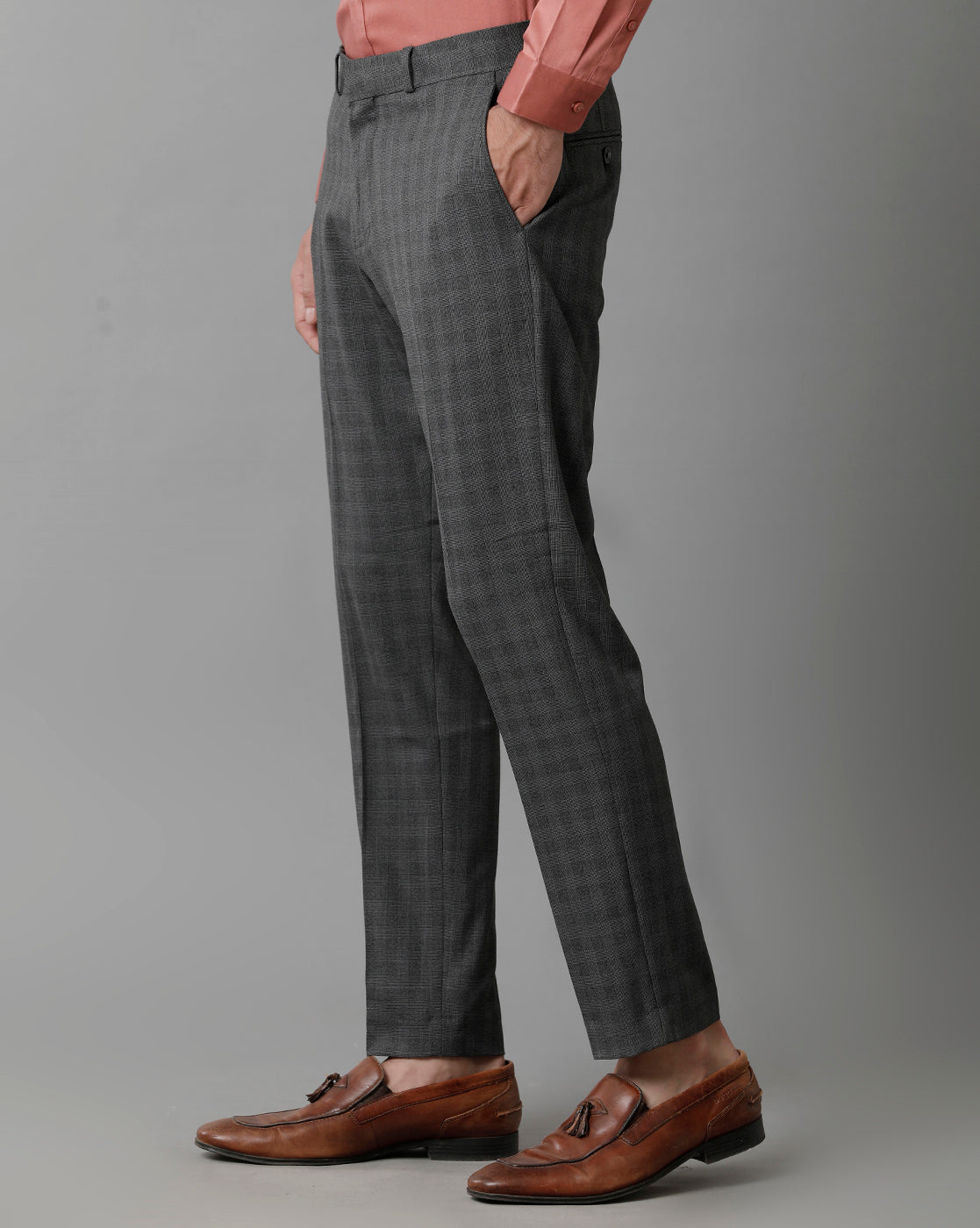 Charcoal Check Knitted Stretch Men&