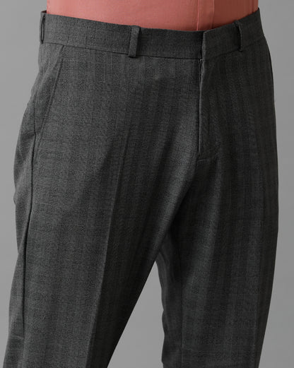 Charcoal Check Knitted Stretch Men&