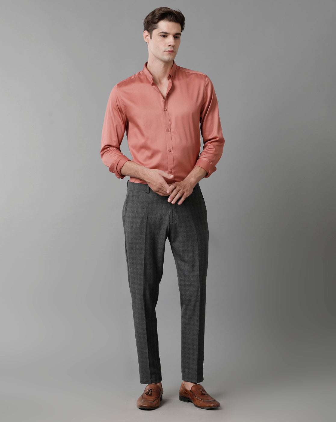 Charcoal Check Knitted Stretch Men&