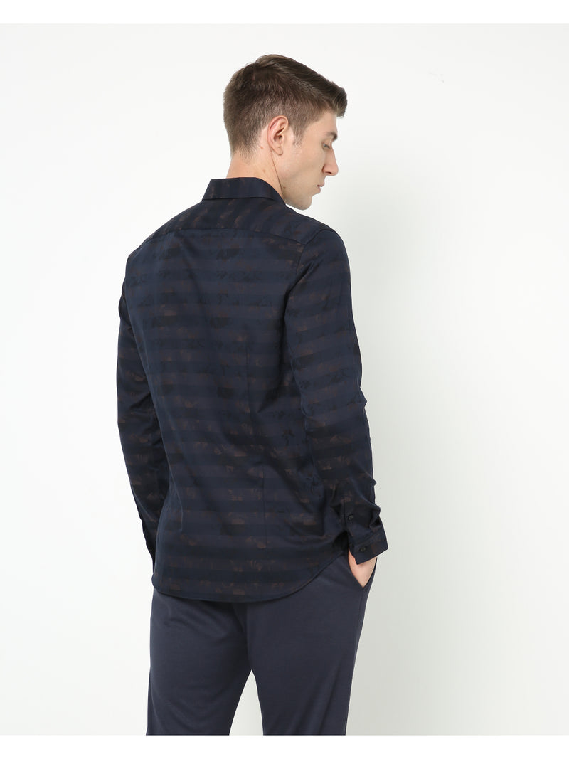 Men's Navy Blue Striped Shirt